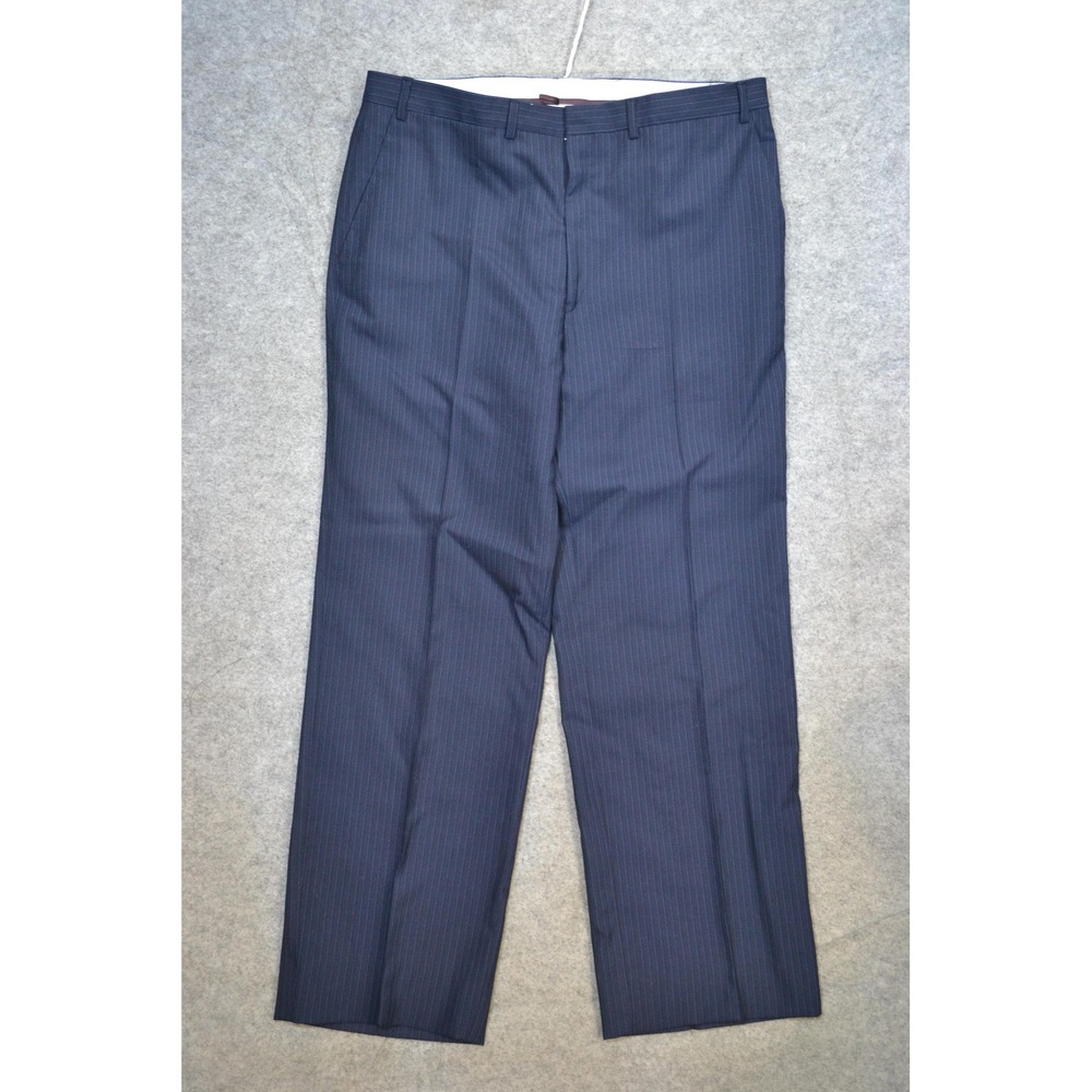 Lanvin Paris Pants Mens 42R Blue Pinstripe Dress Trousers Tailored Luxury 36x29